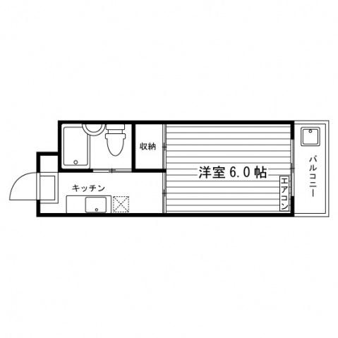 ハイツ花ノ木(ワンルーム/2階)の間取り写真
