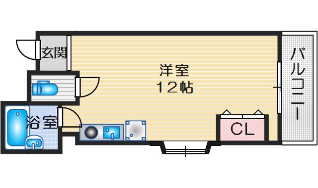 メゾンド服部豊(ワンルーム/2階)の間取り写真