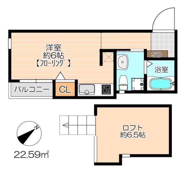 レガシィ井尻(ワンルーム/2階)の間取り写真