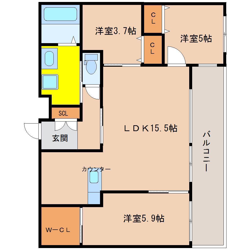 ALTE MEISTER 堀川(3LDK/2階)の間取り写真
