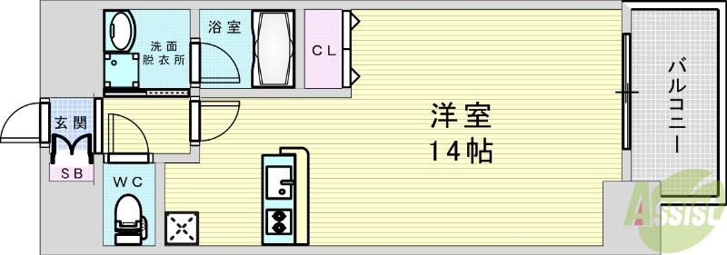 セレッソコート新大阪(ワンルーム/2階)の間取り写真