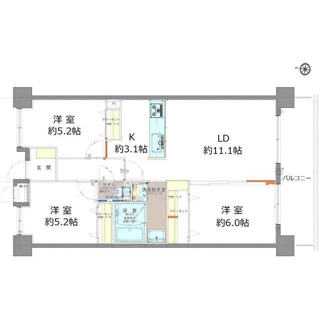 エマーレ南浦和(3LDK/4階)の間取り写真