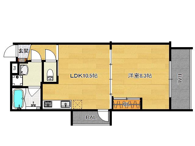 佗助の館(1LDK/4階)の間取り写真