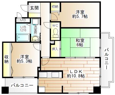 第2テルアキビル(3LDK/2階)の間取り写真