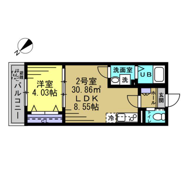 RIZE柏たなかI(1LDK/2階)の間取り写真