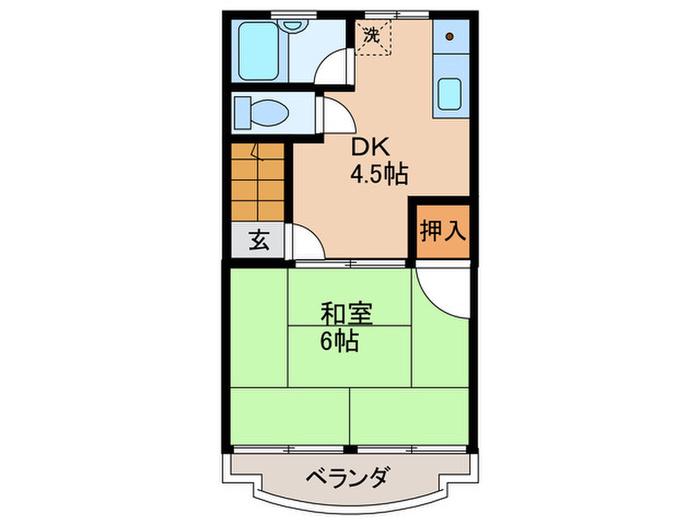 北区長柄中3丁目戸建(1DK/3階)の間取り写真