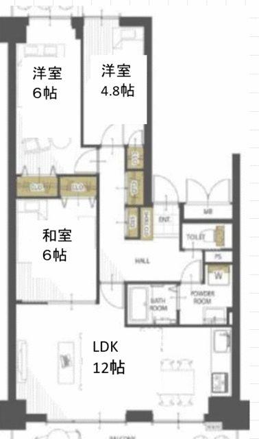 クリオ湘南追浜サニークレスト(3LDK/6階)の間取り写真