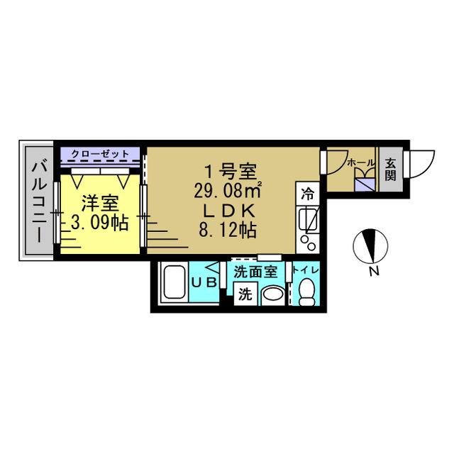 ティーケーピー新松戸1(1LDK/2階)の間取り写真