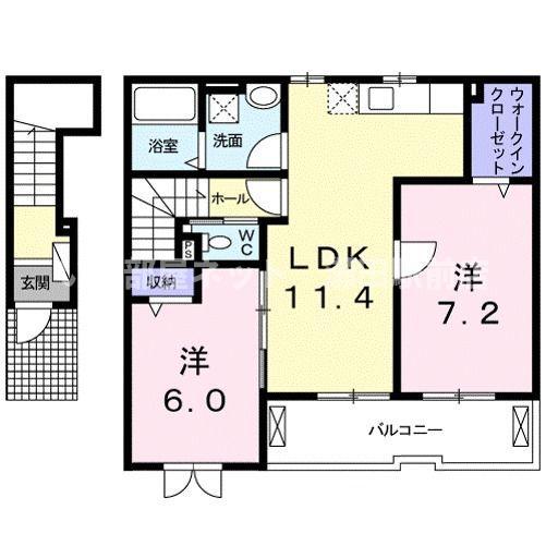 サンクベル(2LDK/2階)の間取り写真