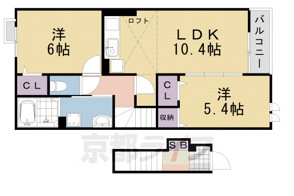 VICTRIA(2LDK/2階)の間取り写真