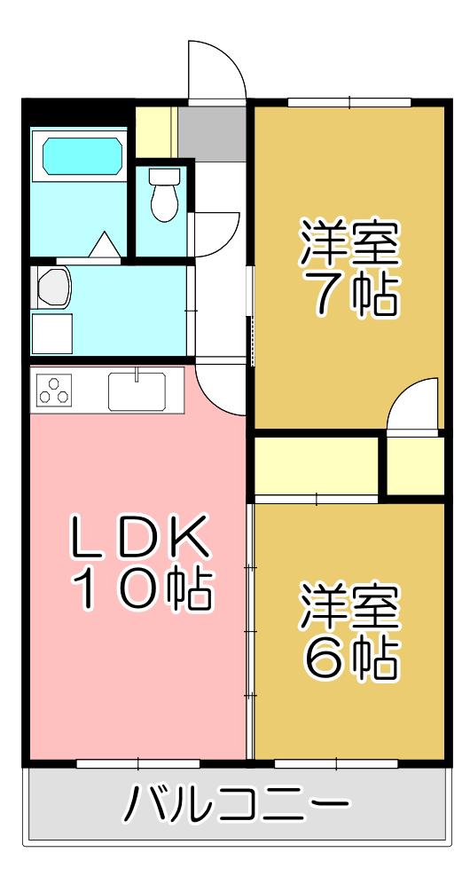 スマイルコーポ(2LDK/2階)の間取り写真