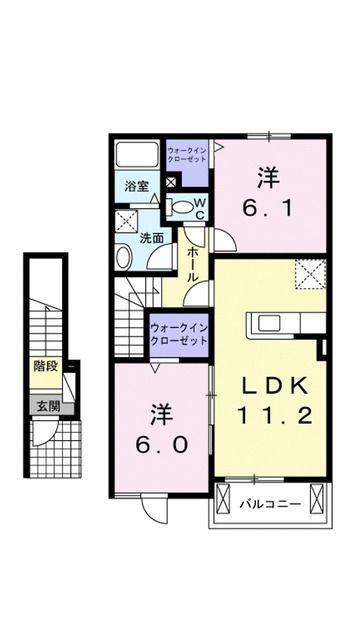 グレイス ヌーヴォー N(2LDK/2階)の間取り写真