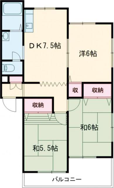 コーポサンシティD(3DK/2階)の間取り写真