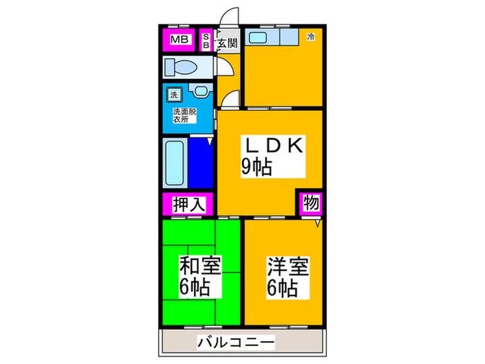 キャピタルK(2LDK/6階)の間取り写真