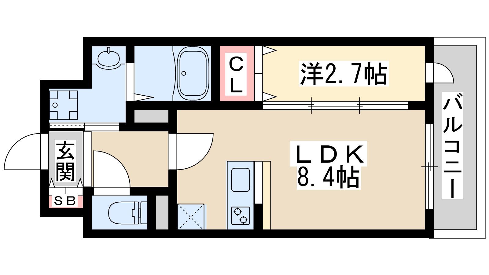 モダンパラッツォ江坂アクシア(1LDK/8階)の間取り写真