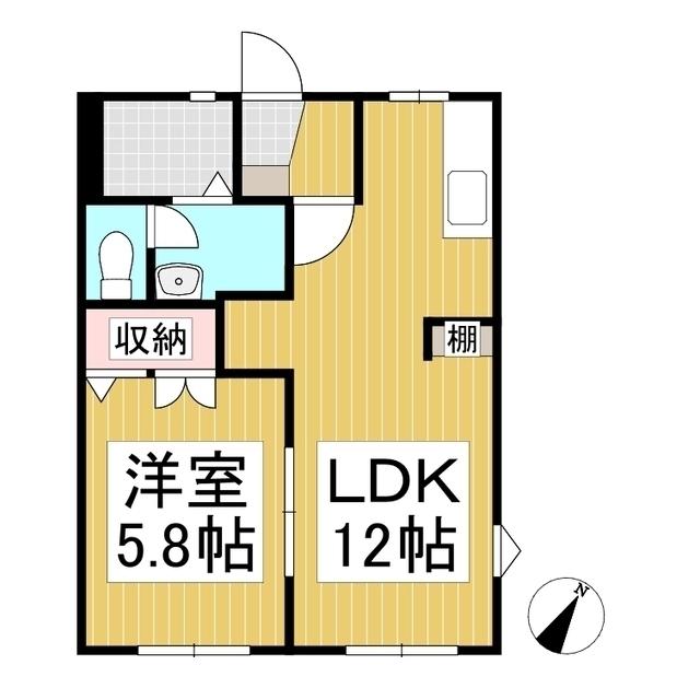 フレグランスみかげII(1LDK/2階)の間取り写真