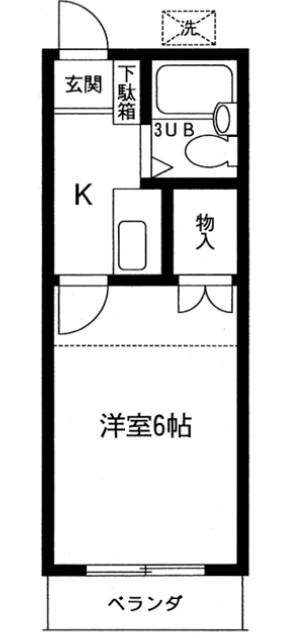 ラフォーレ大成(1K/2階)の間取り写真