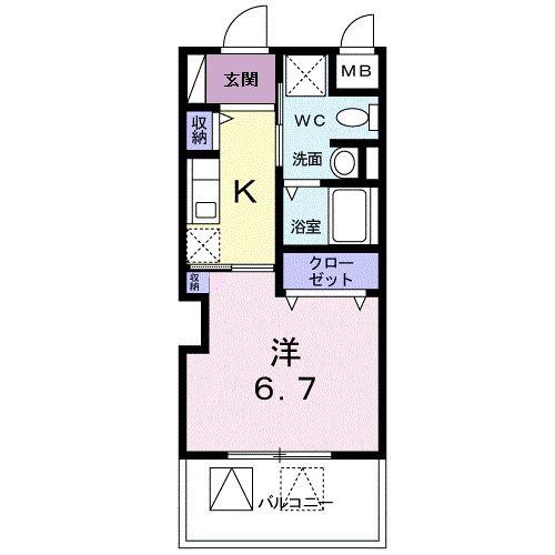 ジグゼ湘南平塚(1K/9階)の間取り写真