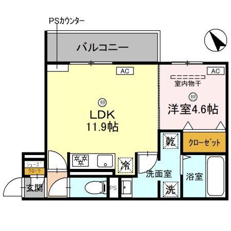 CLASHIST KUROTSUCHI(1LDK/3階)の間取り写真
