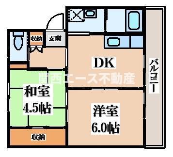 ビレッジハウス外町(2DK/2階)の間取り写真