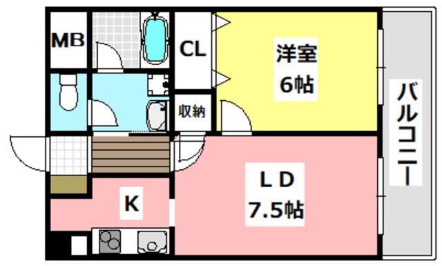 サウスコートアイ(1LDK/4階)の間取り写真
