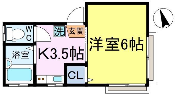 エスペランセ(1K/2階)の間取り写真