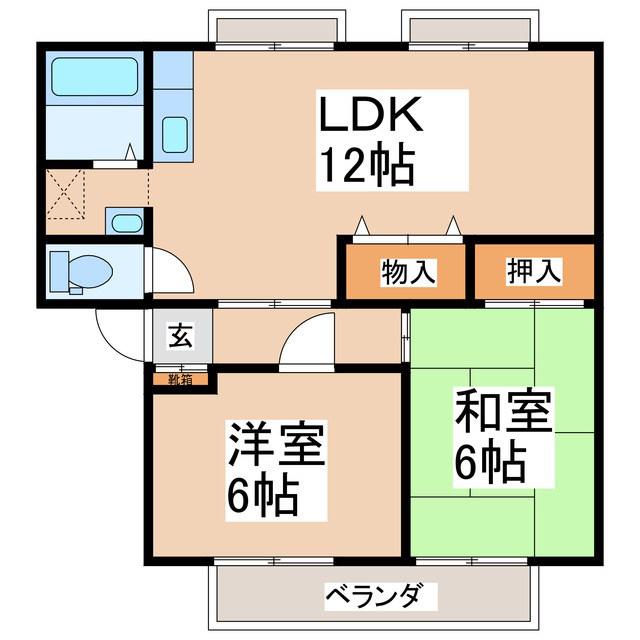 サンライフしおだB(2LDK/1階)の間取り写真
