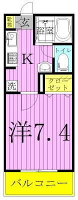 ウエストコート001(1K/2階)の間取り写真