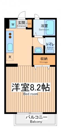 サンライズコートⅡ(1K/1階)の間取り写真