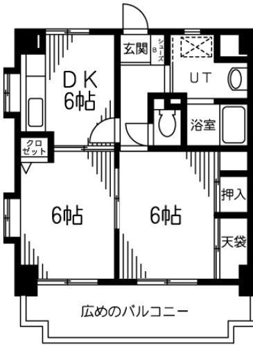 アクシスあざみ野(2DK/3階)の間取り写真