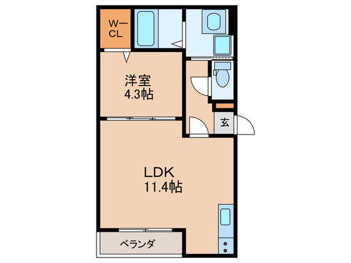 LEAF 荒江(1LDK/2階)の間取り写真