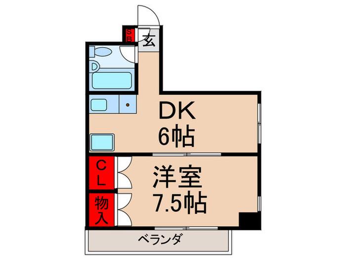 椿マンション(1DK/2階)の間取り写真