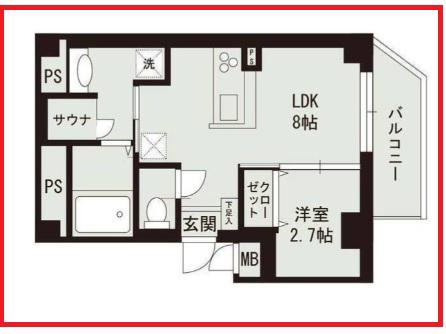 ビーカーサ金町イースト(1LDK/2階)の間取り写真