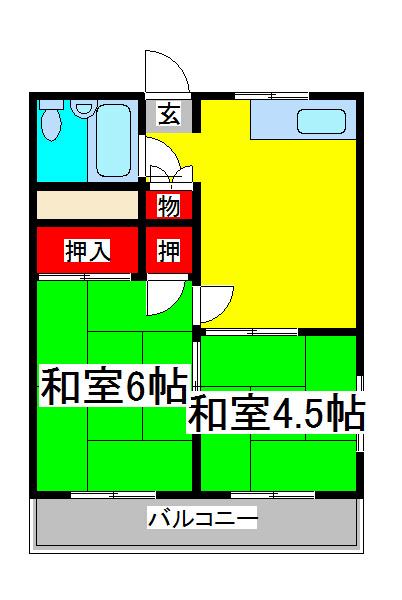 サンハイツ山崎(2DK/1階)の間取り写真
