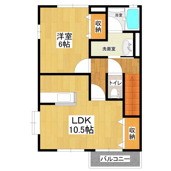 クルヴァ(1LDK/2階)の間取り写真