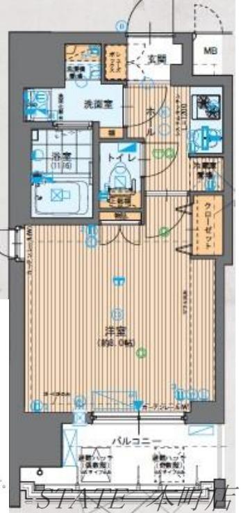 W-SYLE大阪谷町(1K/6階)の間取り写真