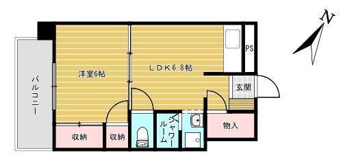 大問口ビル(1DK/3階)の間取り写真