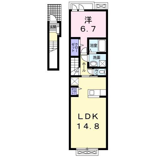ビバリーホ-ムズF(1LDK/2階)の間取り写真