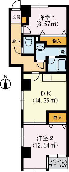 ジャネス菊水(2DK/3階)の間取り写真