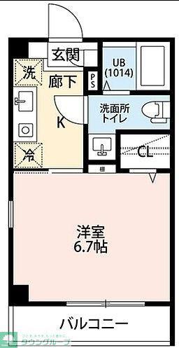 BRIGHTEN新中野(1K/2階)の間取り写真