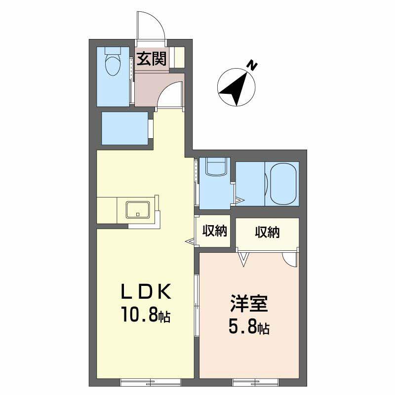 ヒカリハイツC(1LDK/1階)の間取り写真