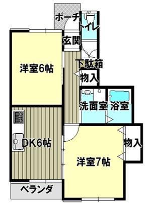 サンガーデン栄町2号地(2DK/1階)の間取り写真