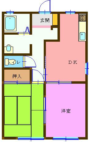 エンジェルハイムC(2DK/2階)の間取り写真