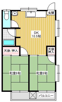 サンコート(2DK/2階)の間取り写真
