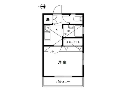 カサボナール壱番館(1K/2階)の間取り写真