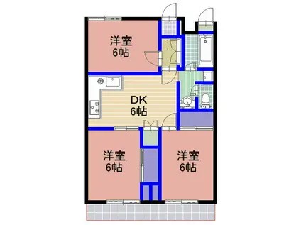 ナガシオマンション(3DK/3階)の間取り写真