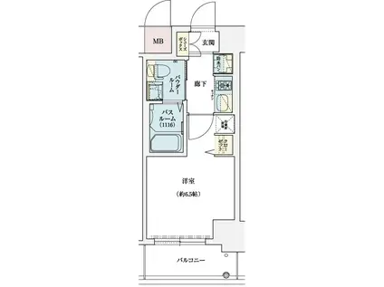 エステムコート神戸ハーバーランド前Vアクア(1K/11階)の間取り写真