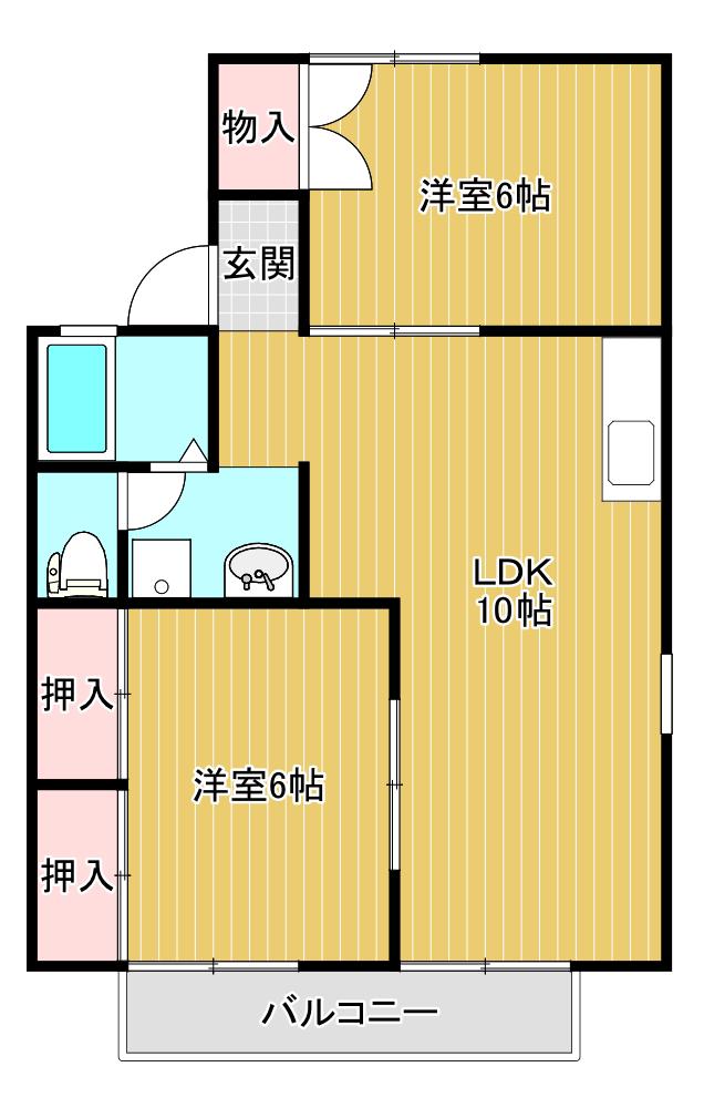 ヴィラ・ファミーユ(2LDK/1階)の間取り写真