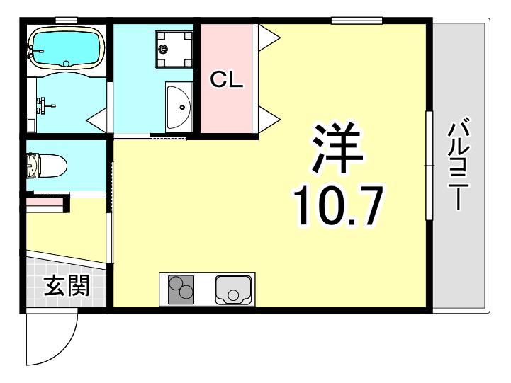 ALEGRIA垂水霞ヶ丘(ワンルーム/1階)の間取り写真