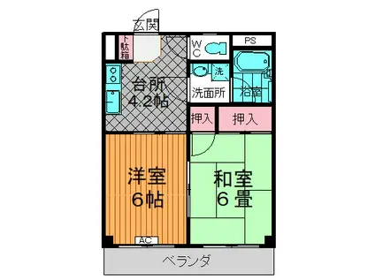 パレス八反田(2K/2階)の間取り写真